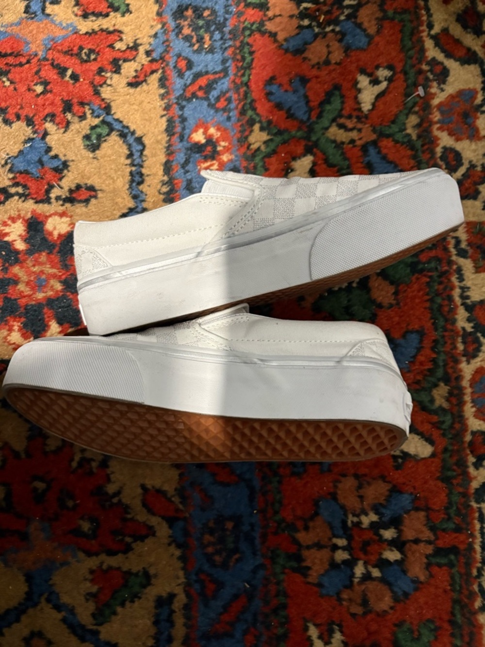 Vans Platform Slip-On Checkerboard Sneakers - White/Sparkle - Picture 2 of 6